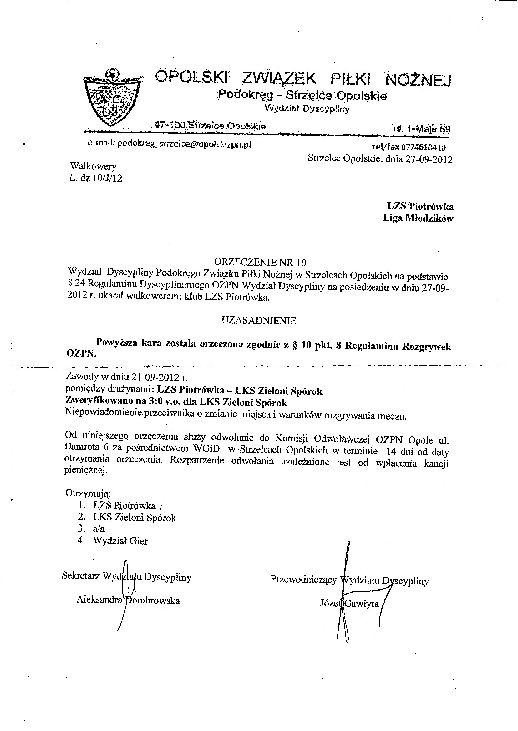 Orzeczenie Wydziału Gier
